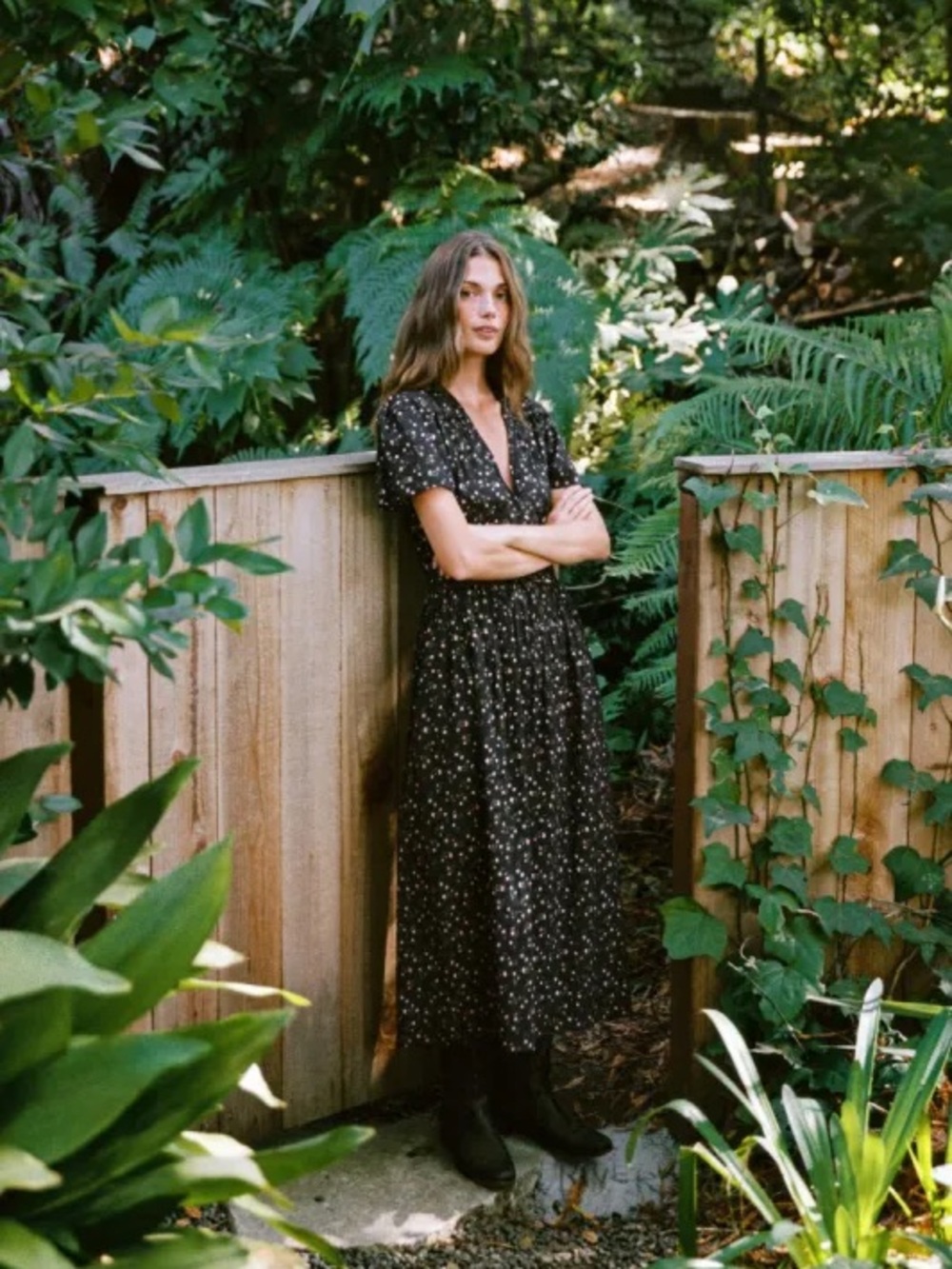 Christy Dawn Black Floral Midi Dress